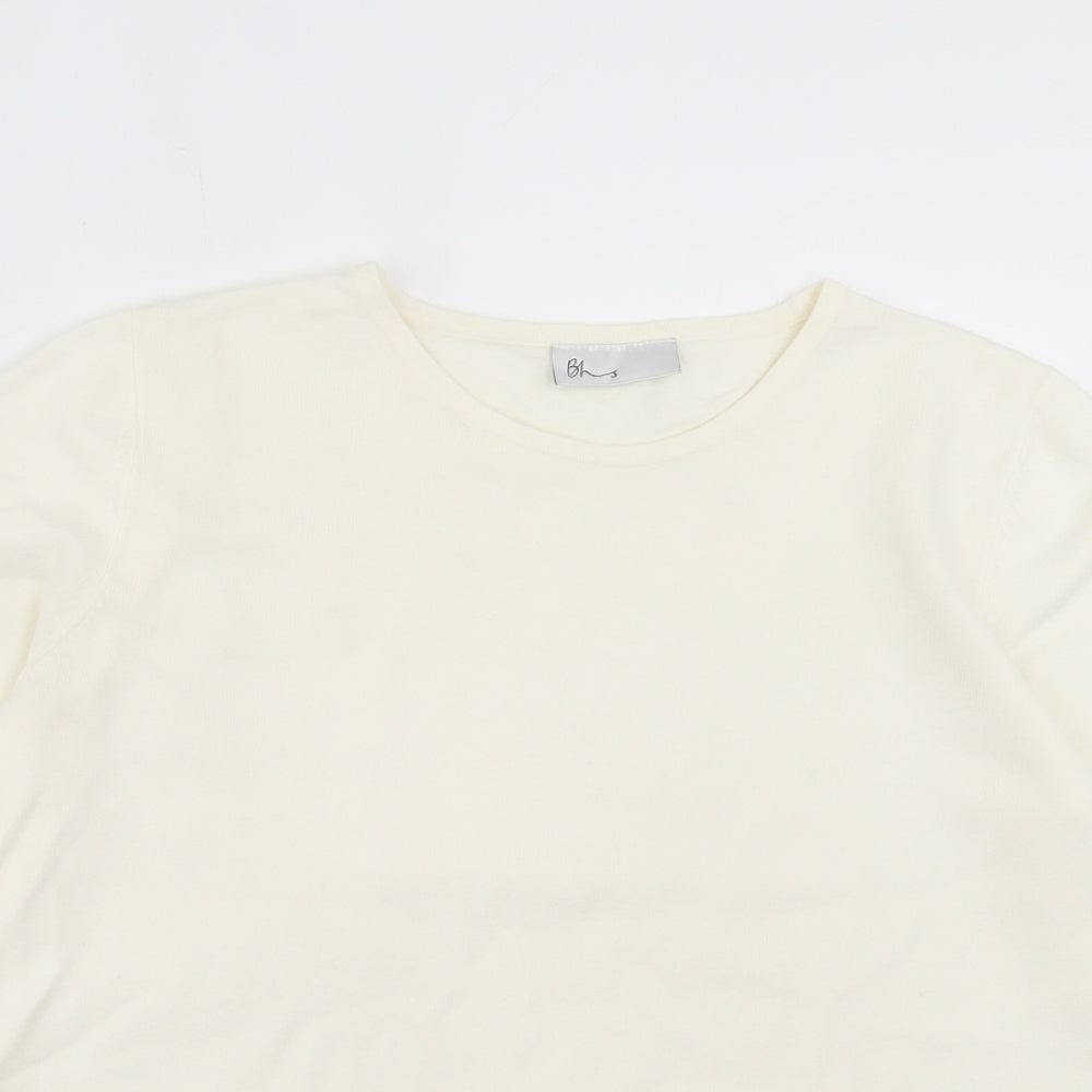 Womens UK Size 14 BHS Ivory Basic T-Shirt