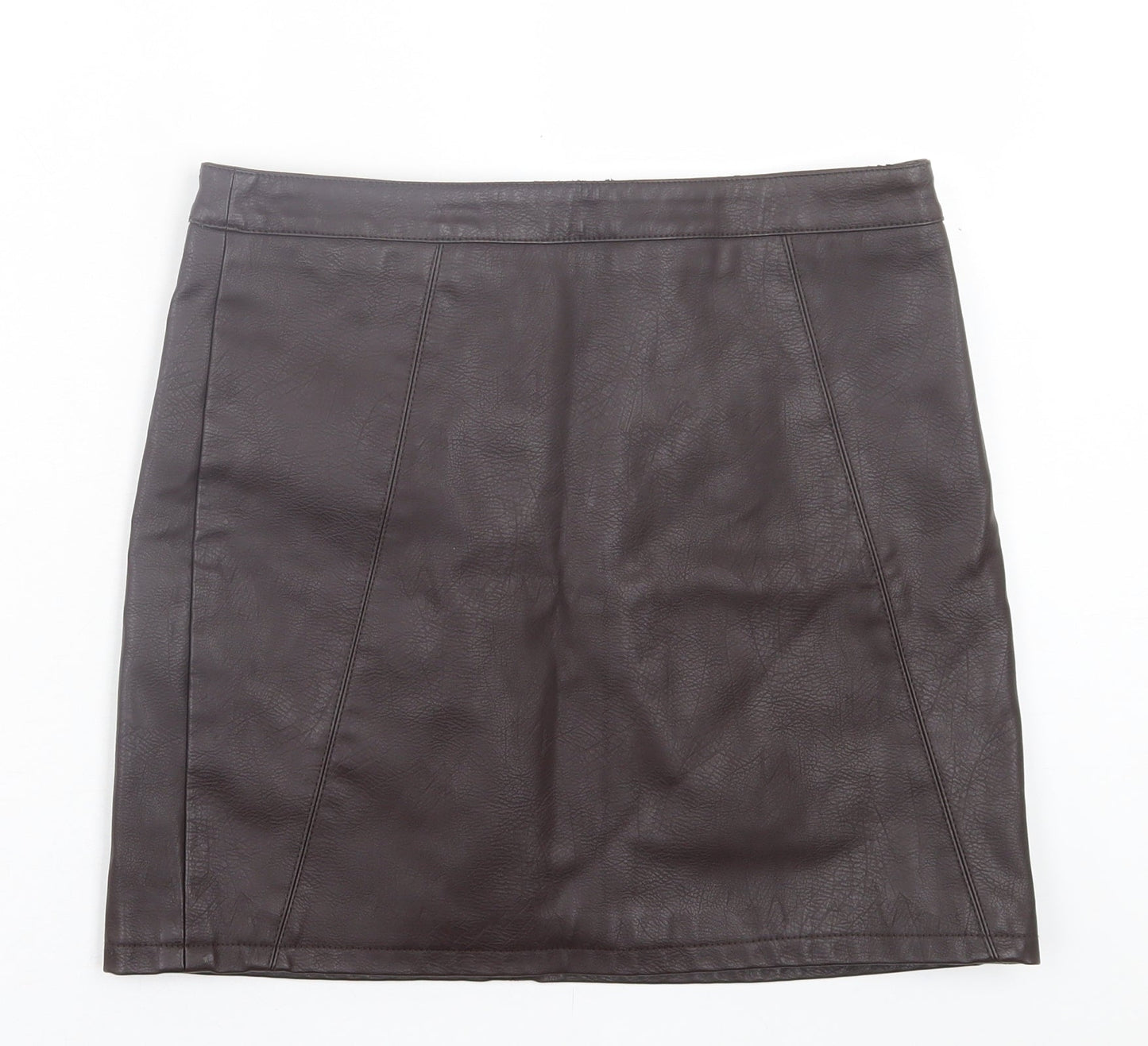 Dorothy Perkins Womens Black Polyurethane A-Line Skirt Size 10 Zip