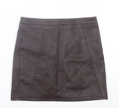 Dorothy Perkins Womens Black Polyurethane A-Line Skirt Size 10 Zip