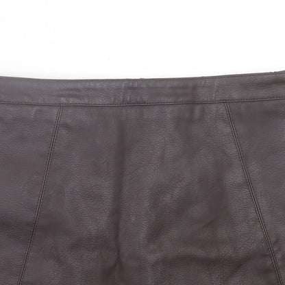 Dorothy Perkins Womens Black Polyurethane A-Line Skirt Size 10 Zip