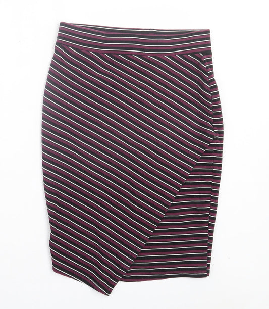 Atmosphere Womens Purple Striped Polyester Straight & Pencil Skirt Size 10