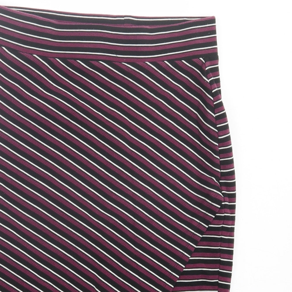 Atmosphere Womens Purple Striped Polyester Straight & Pencil Skirt Size 10