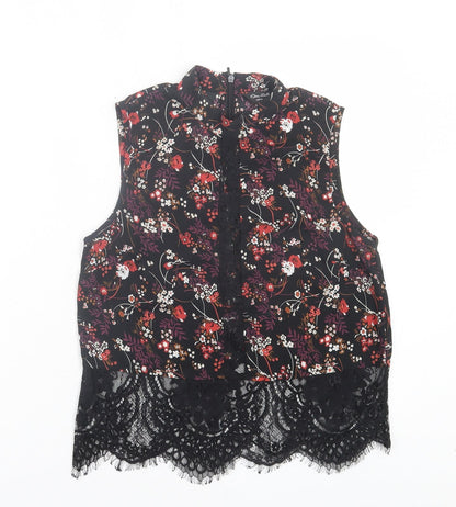Miss Selfridge Womens Multicoloured Floral Polyester Basic Tank Size 8 Round Neck