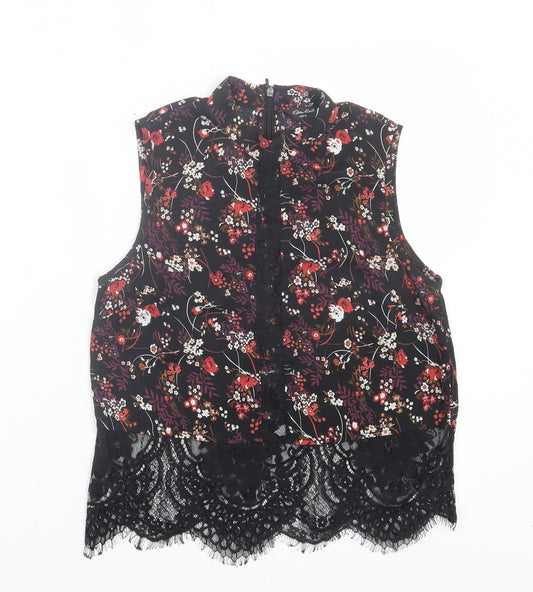 Miss Selfridge Womens Multicoloured Floral Polyester Basic Tank Size 8 Round Neck