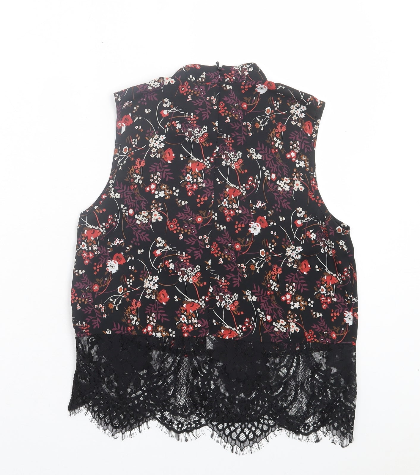 Miss Selfridge Womens Multicoloured Floral Polyester Basic Tank Size 8 Round Neck