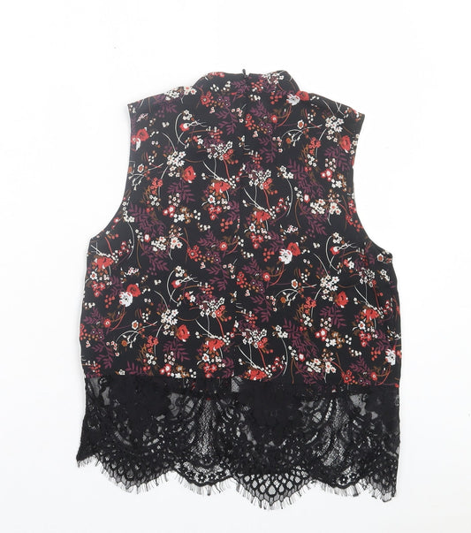 Miss Selfridge Womens Multicoloured Floral Polyester Basic Tank Size 8 Round Neck