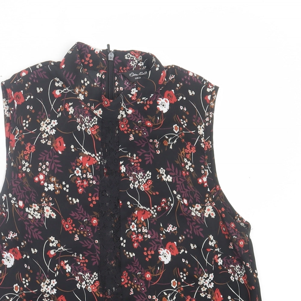 Miss Selfridge Womens Multicoloured Floral Polyester Basic Tank Size 8 Round Neck