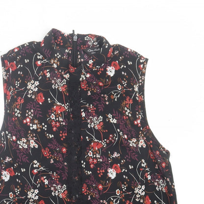 Miss Selfridge Womens Multicoloured Floral Polyester Basic Tank Size 8 Round Neck