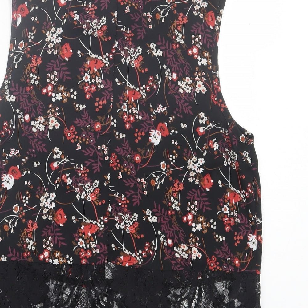Miss Selfridge Womens Multicoloured Floral Polyester Basic Tank Size 8 Round Neck