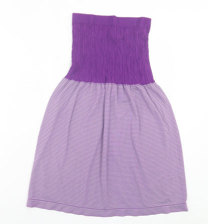 Ocean Club Womens Purple Striped Modal A-Line Size 16 Off the Shoulder Pullover - Bandeau