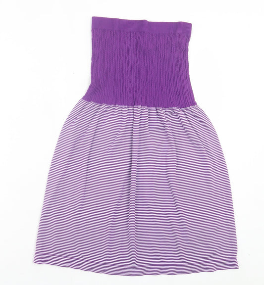 Ocean Club Womens Purple Striped Modal A-Line Size 16 Off the Shoulder Pullover - Bandeau