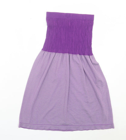 Ocean Club Womens Purple Striped Modal A-Line Size 16 Off the Shoulder Pullover - Bandeau