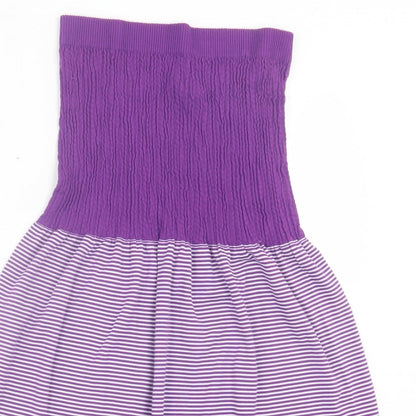 Ocean Club Womens Purple Striped Modal A-Line Size 16 Off the Shoulder Pullover - Bandeau