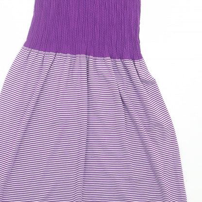 Ocean Club Womens Purple Striped Modal A-Line Size 16 Off the Shoulder Pullover - Bandeau