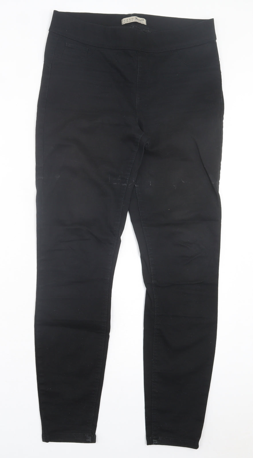 Denim & Co. Womens Black Cotton Jegging Trousers Size 12 L29 in Regular