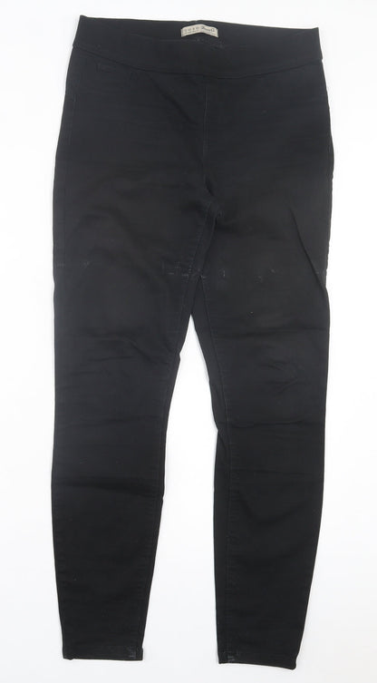 Denim & Co. Womens Black Cotton Jegging Trousers Size 12 L29 in Regular
