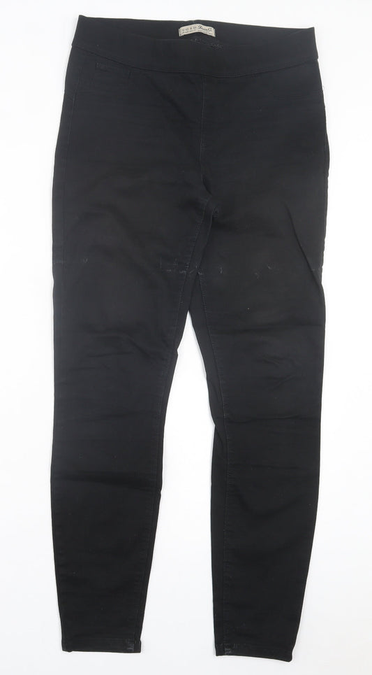 Denim & Co. Womens Black Cotton Jegging Trousers Size 12 L29 in Regular