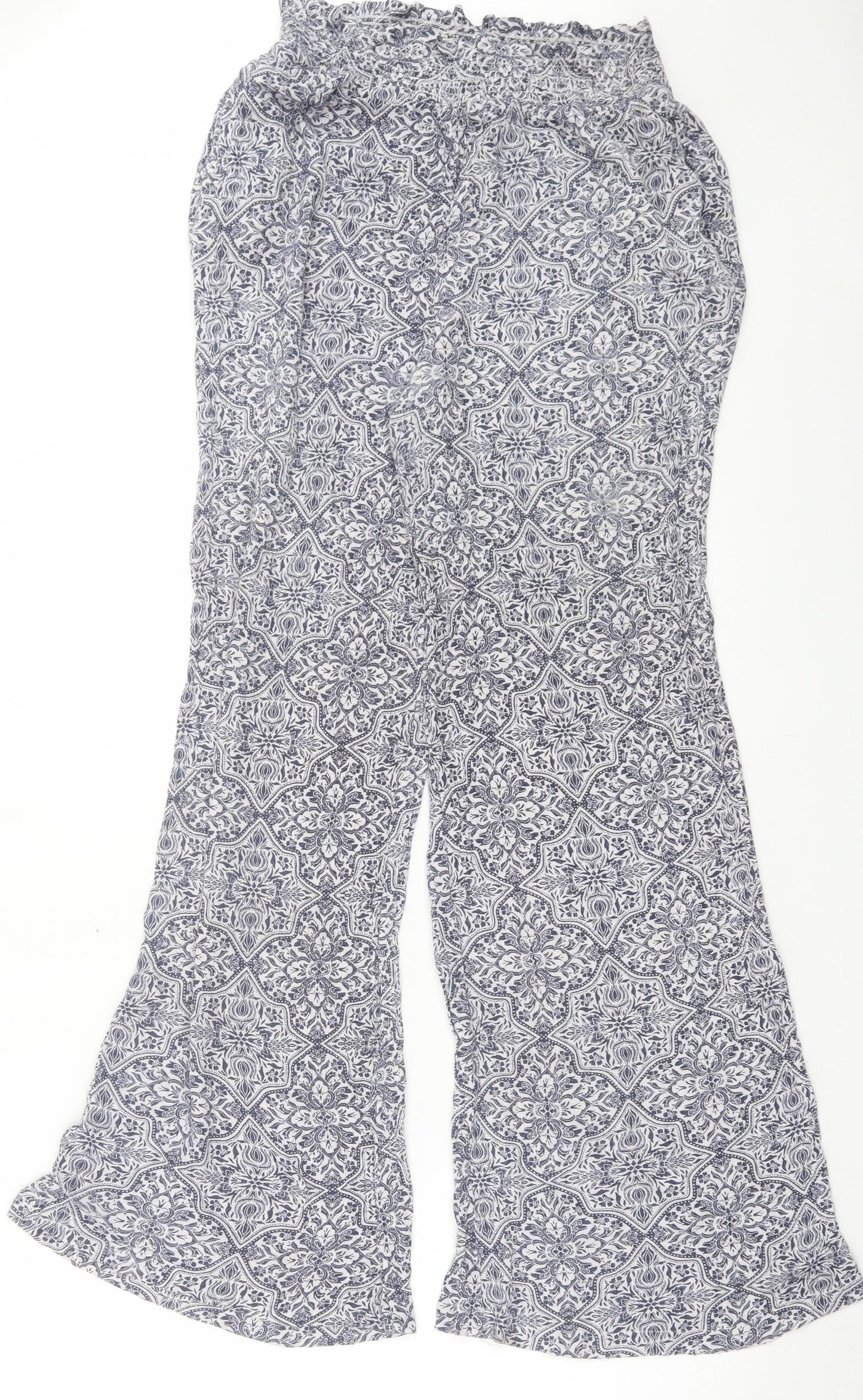 New Look Womens Blue Paisley Viscose Trousers L29 in Regular