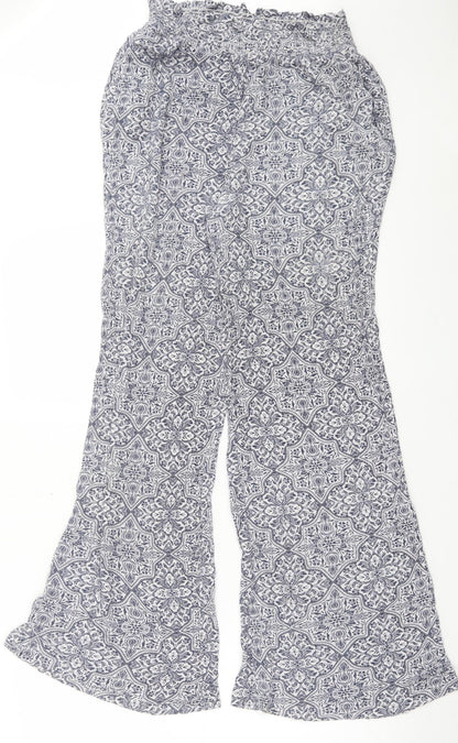 New Look Womens Blue Paisley Viscose Trousers L29 in Regular