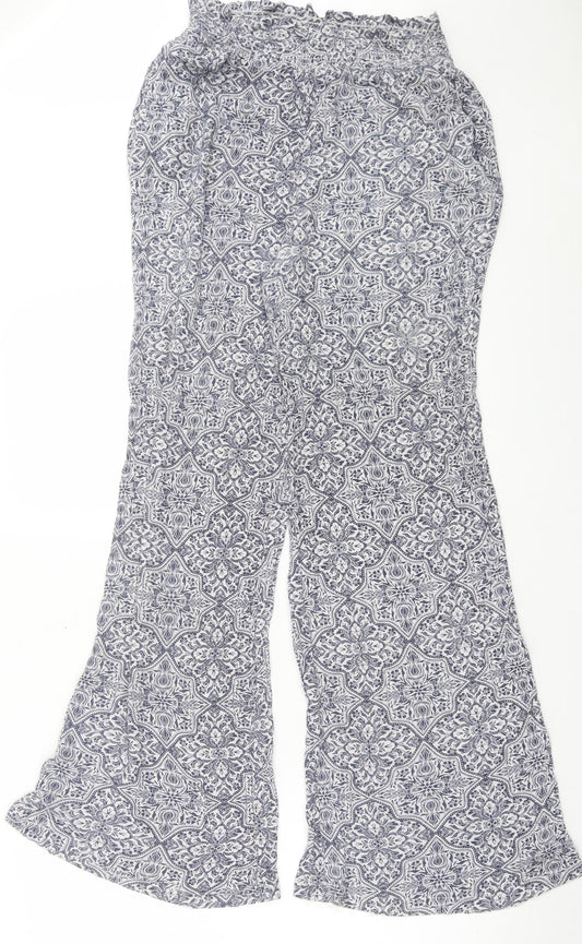 New Look Womens Blue Paisley Viscose Trousers L29 in Regular