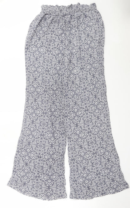 New Look Womens Blue Paisley Viscose Trousers L29 in Regular