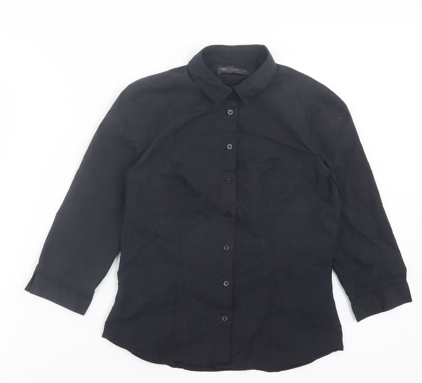 Womens UK Size 8 Marks and Spencer Black Basic Button-Up