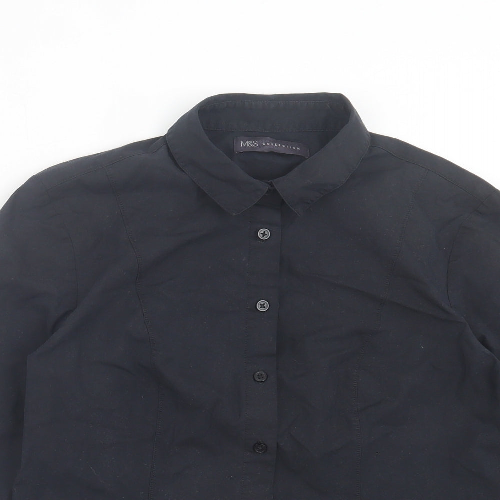Womens UK Size 8 Marks and Spencer Black Basic Button-Up
