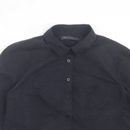Womens UK Size 8 Marks and Spencer Black Basic Button-Up
