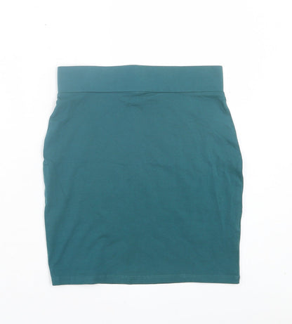 New Look Womens Green Cotton A-Line Skirt Size 8