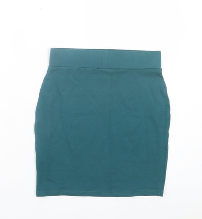 New Look Womens Green Cotton A-Line Skirt Size 8