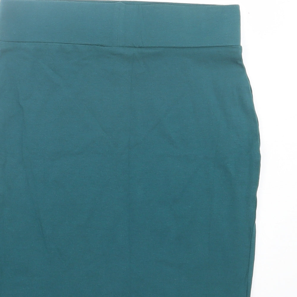 New Look Womens Green Cotton A-Line Skirt Size 8