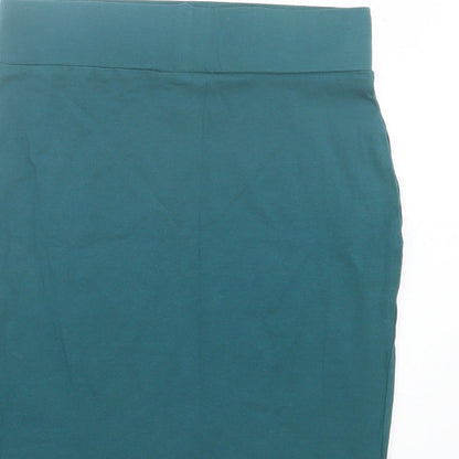 New Look Womens Green Cotton A-Line Skirt Size 8