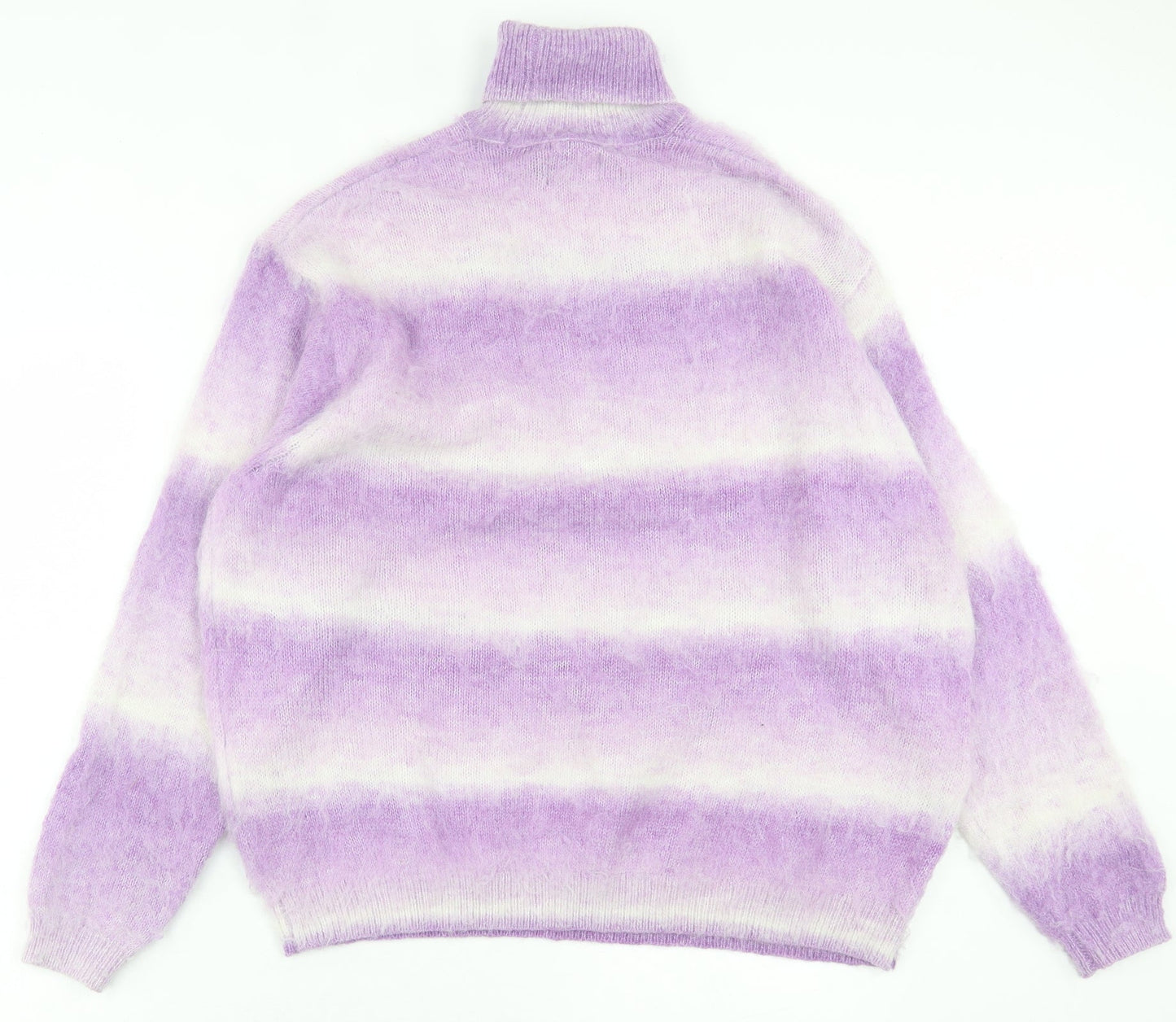 Atmosphere Womens Purple Roll Neck Striped Polyester Pullover Jumper Size M