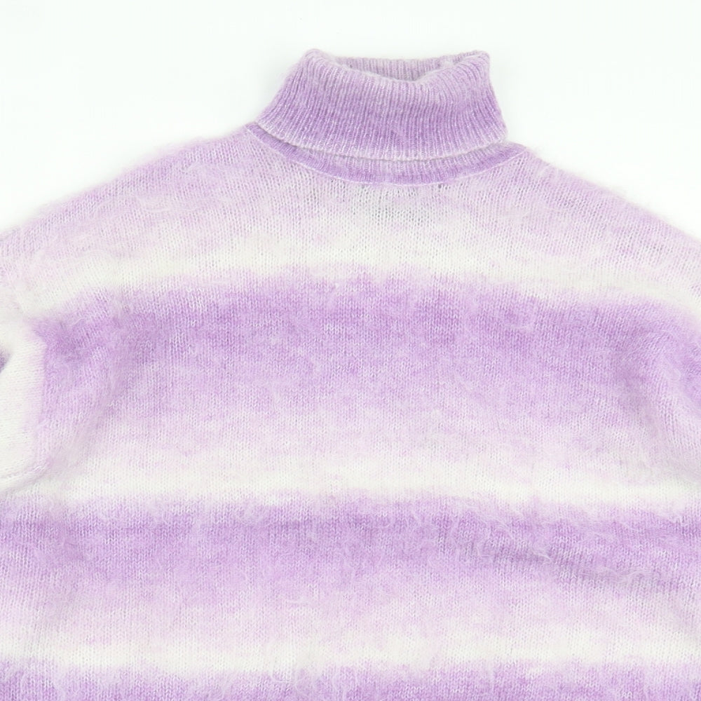 Atmosphere Womens Purple Roll Neck Striped Polyester Pullover Jumper Size M
