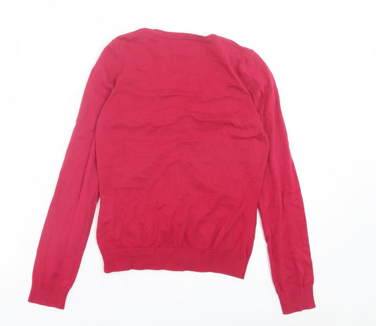 La Redoute Womens Pink V-Neck Cotton Cardigan Jumper Size 6