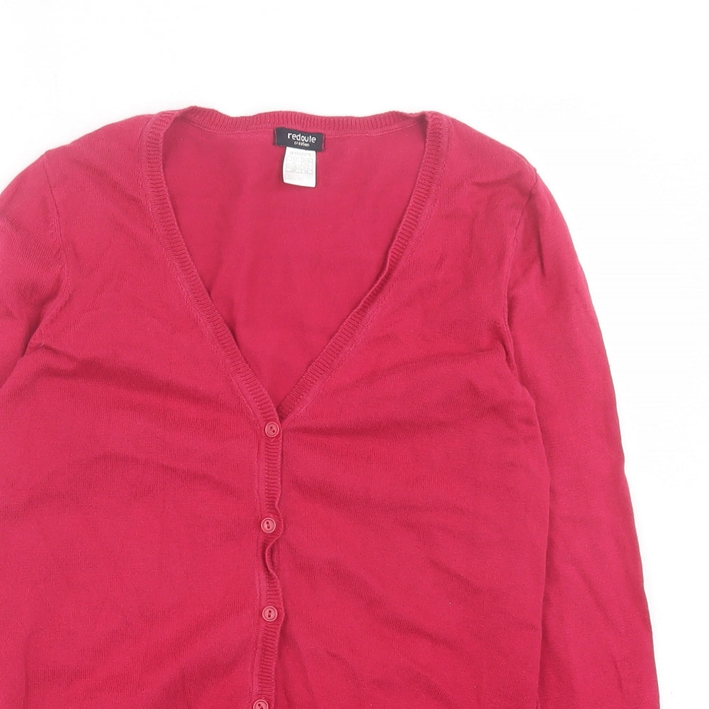 La Redoute Womens Pink V-Neck Cotton Cardigan Jumper Size 6