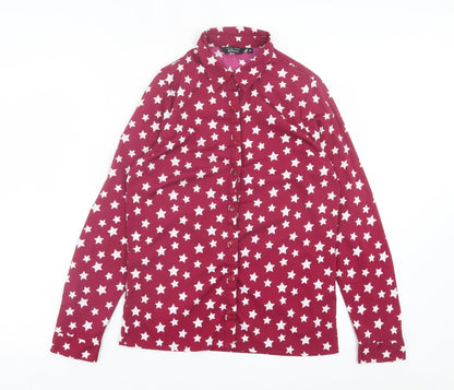 New Look Girls Purple Geometric Polyester Basic Button-Up Size 13 Years Collared Button - Star Pattern