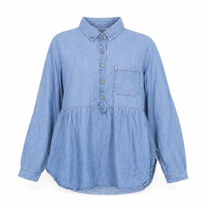 Falmer Heritage Womens Blue Lyocell Basic Blouse Size 10 Collared - Pocket Detail