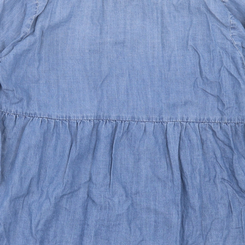 Womens UK Size 10 Falmer Blue Basic Blouse