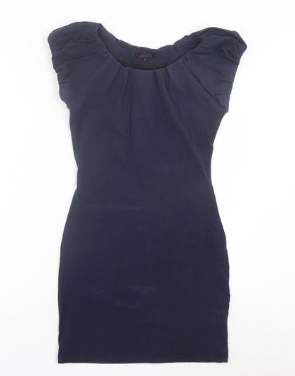 Lila Womens Blue Viscose Bodycon Size 8 Scoop Neck Pullover