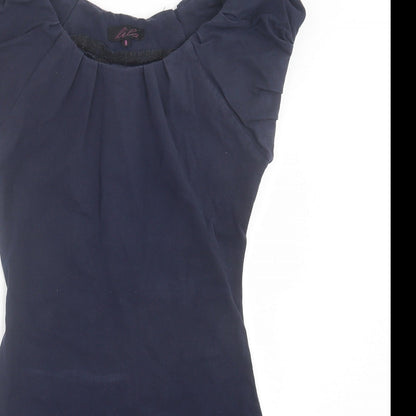 Lila Womens Blue Viscose Bodycon Size 8 Scoop Neck Pullover
