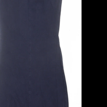 Lila Womens Blue Viscose Bodycon Size 8 Scoop Neck Pullover