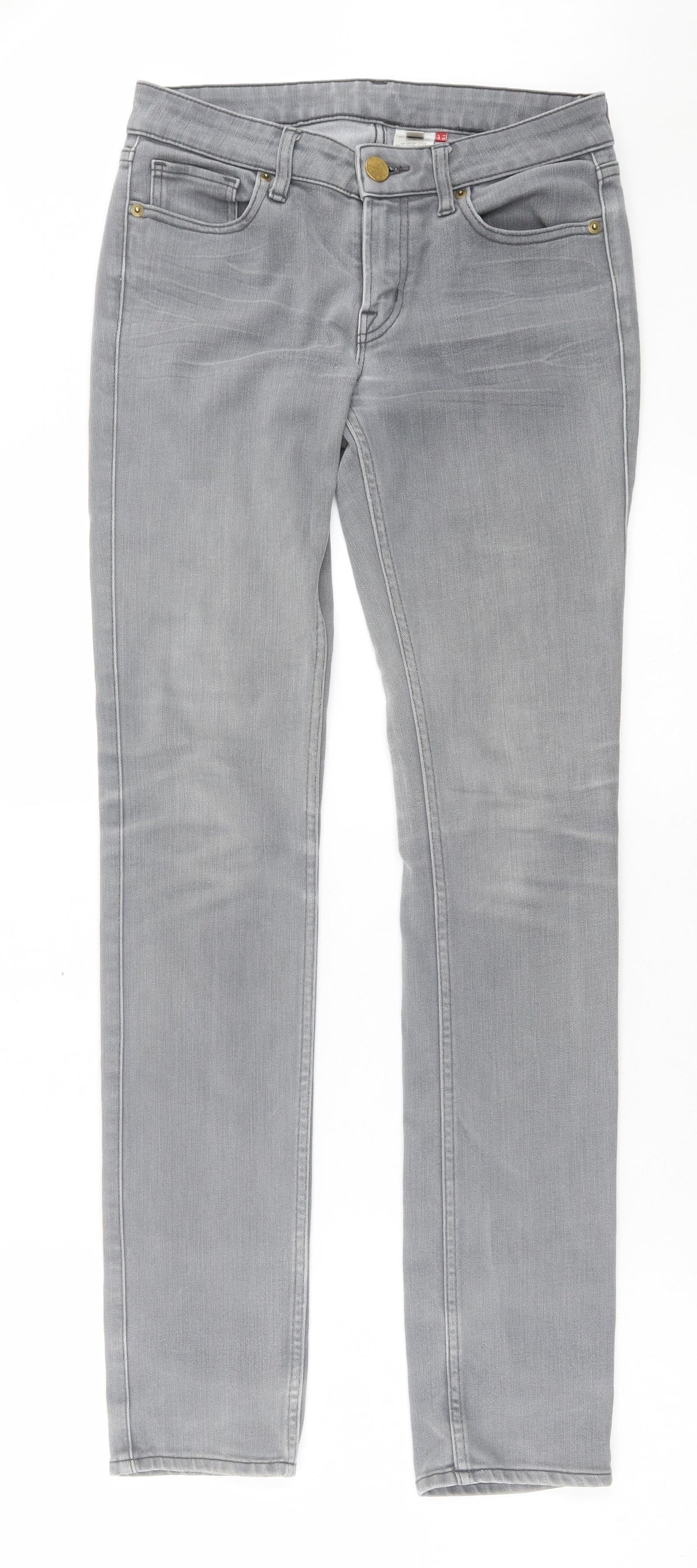 Uniqlo Womens Grey Cotton Skinny Jeans Size 6 L32 in Regular Button