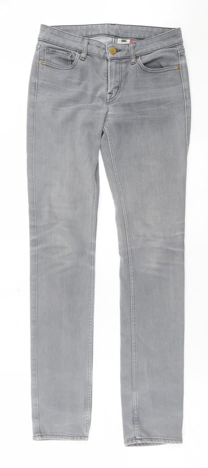 Uniqlo Womens Grey Cotton Skinny Jeans Size 6 L32 in Regular Button