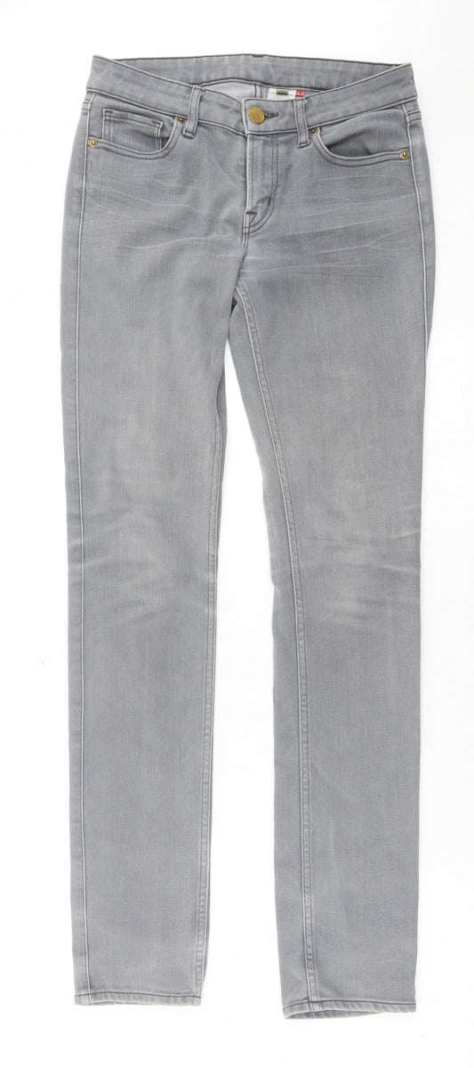 Uniqlo Womens Grey Cotton Skinny Jeans Size 6 L32 in Regular Button