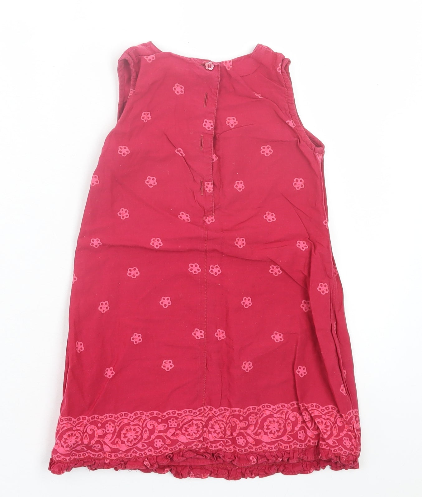 F&F Girls Pink Floral Cotton A-Line Size 18-24 Months V-Neck Button