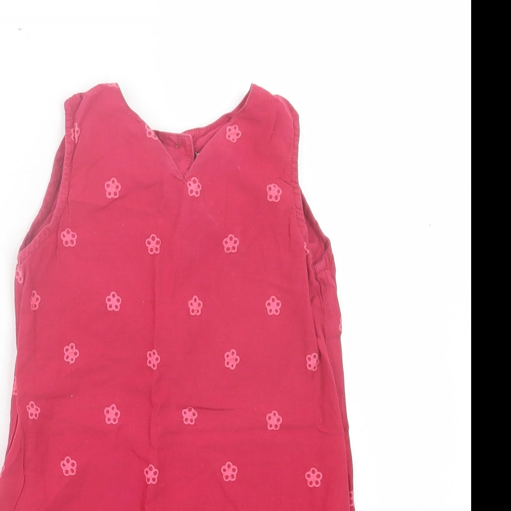 F&F Girls Pink Floral Cotton A-Line Size 18-24 Months V-Neck Button
