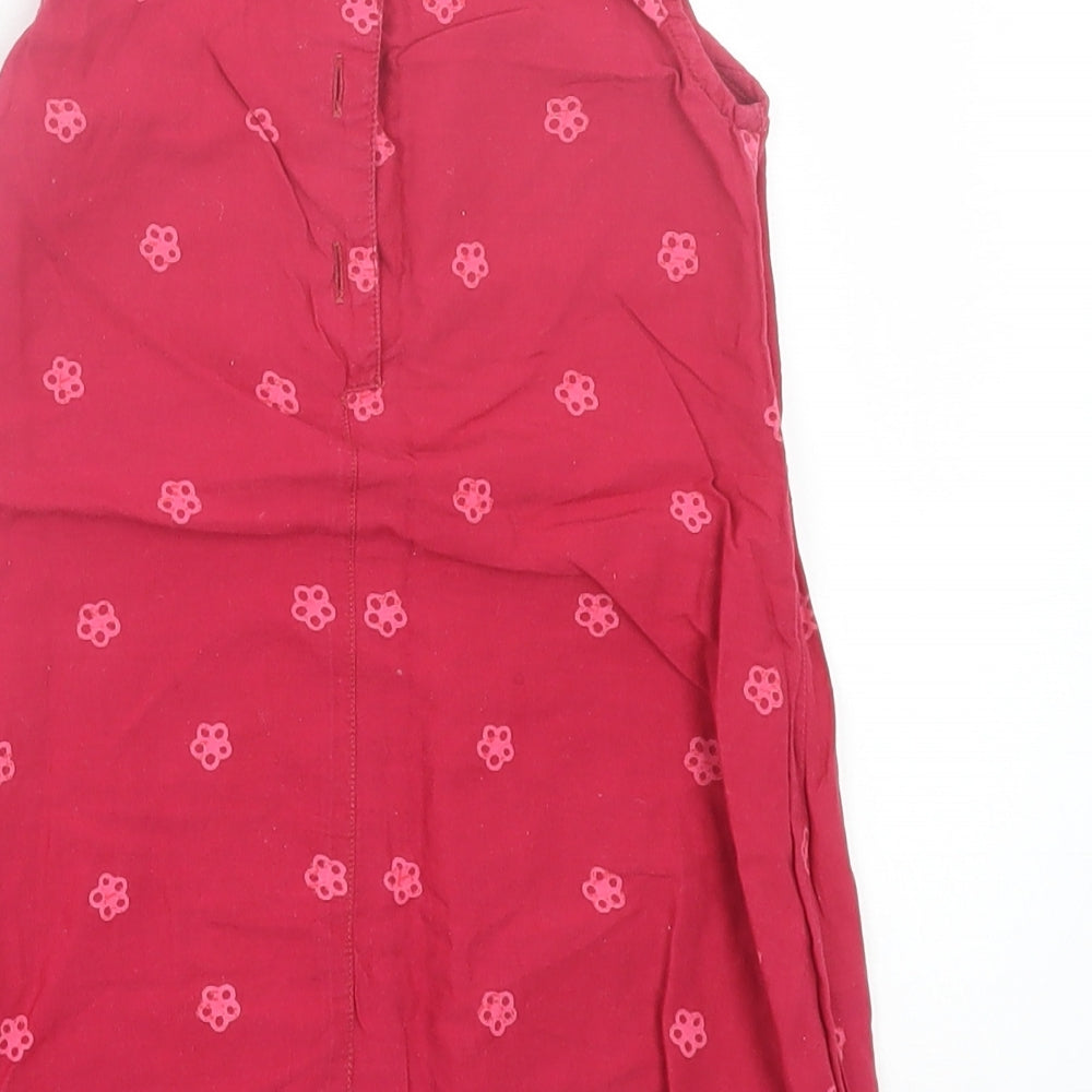 F&F Girls Pink Floral Cotton A-Line Size 18-24 Months V-Neck Button