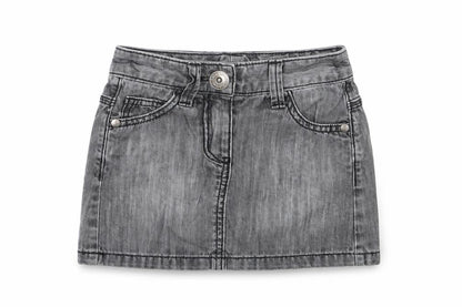 NEXT Girls Grey Cotton A-Line Skirt Size 4 Years Regular Button