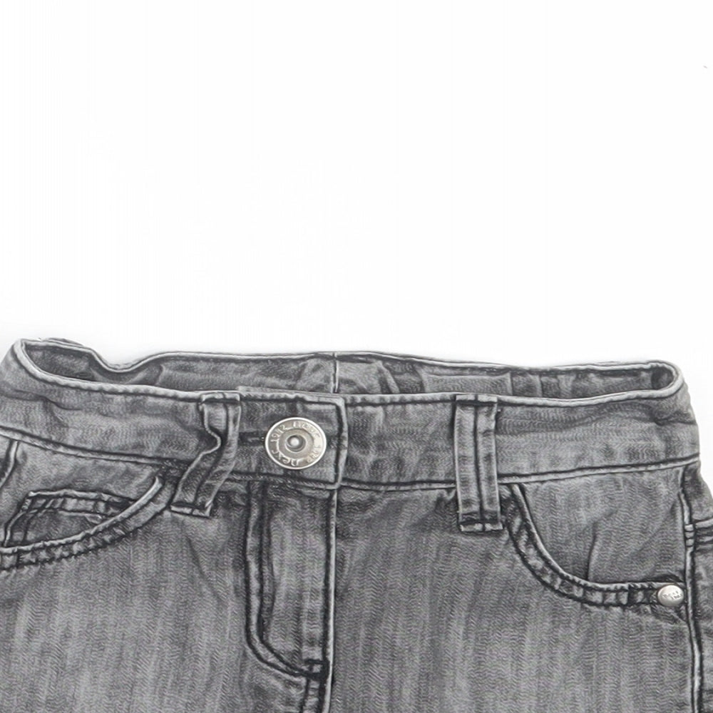 NEXT Girls Grey Cotton A-Line Skirt Size 4 Years Regular Button